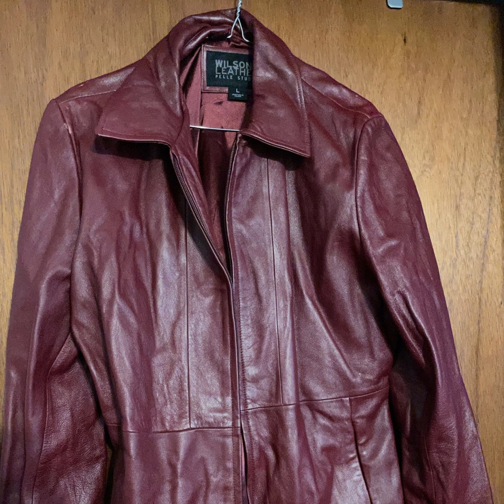 Wilson’s genuine Burgundy Leather Jacket.